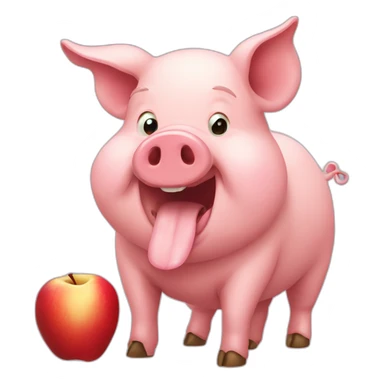 pig eat apple sticker