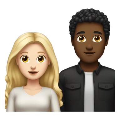 White girl with blond hair and brown guy with black hair sticker