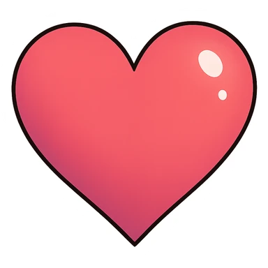 simple anime heart, subtle gradient, small highlights, classic anime look sticker