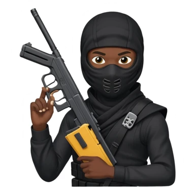 Créame este emoji 🥷🏾 con una glook en la mano y el cargador largo sticker