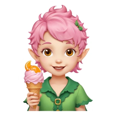 
baby girl elf in pink wavy short hair with orange ice cream




 sticker