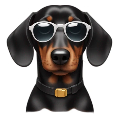 black dachshund in sunglasses head shot sticker