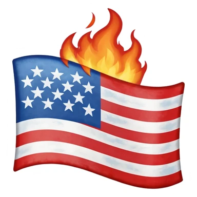 Burning american flag sticker