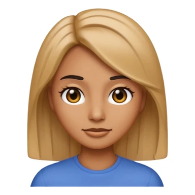 female emoji with tan skin, straight medium hair, black eyes sticker