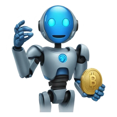 The blue bot holds a coin in its hand ton coin sticker