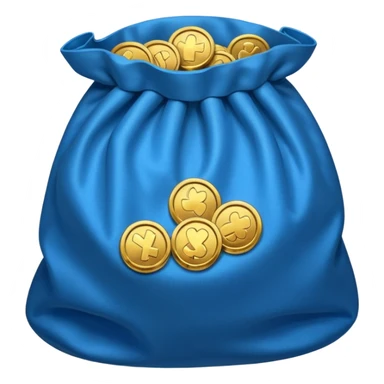 blue coins inside an opened bag  sticker