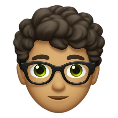 Chico adolescente flaco, alto, pelo castaño, ojos verdes, de piel balida, gafas negras sticker