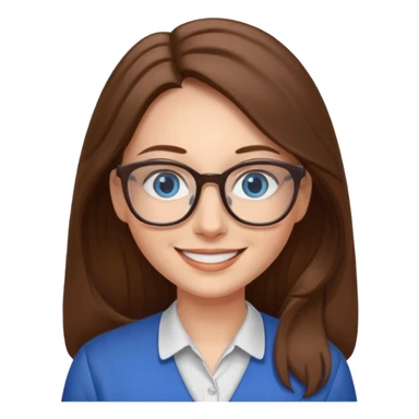 long brown hair blue eyes glasses teacher female sticker