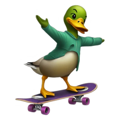 duck on a skateboard robbing a person sticker