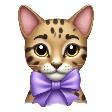 "The spotted cat with lavender in its hands and a bow on its head." sticker