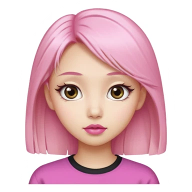An Asian girl with pink-blonde hair, big eyes, thick eyebrows, and long eyelashes; only her head... sticker