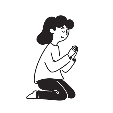 hand-drawn doodle of a person praying sticker