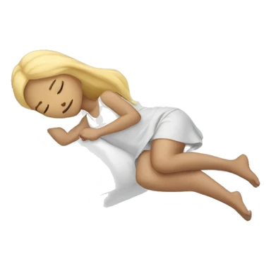 Girl with long blonde hair sleeping on a white pillow sticker