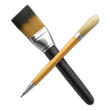 pen and paint brush in a cross sticker