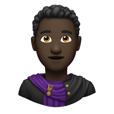 make a black figure with  a pointy chin and purple hor sticker