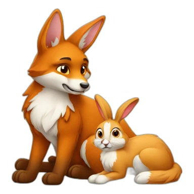 Renard qui tient un lapin sticker