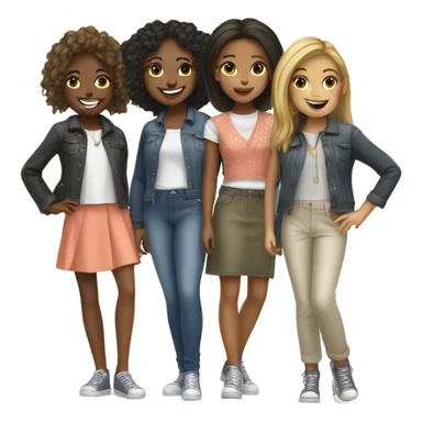 happy girls in stylish attire sticker