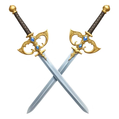 Fully golden two royal swords crossed sticker