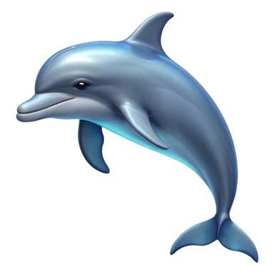 Cinematic Noble Bottlenose Dolphin Portrait Emoji, Poised and regal, with a sleek, streamlined body of shiny, glossy blue-gray skin, expressive, intelligent eyes, and a gracefully arched dorsal fin, Simplified yet sharp and sophisticated features, highly detailed, glowing with a radiant, sparkling aquatic glow, high shine, intelligent and majestic, stylized with an air of oceanic refinement, focused and elegant, soft glowing outline, capturing the essence of a watchful and confident dolphin that appears ready to leap out of the screen with effortless power! sticker