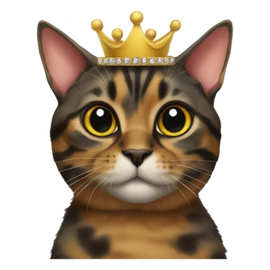 Tortie Cat wearing crown sticker
