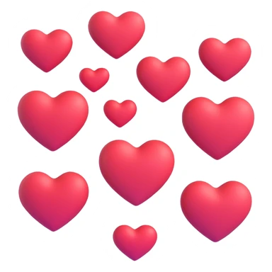 3D heart-shaped emoji, red color, Microsoft 3D Fluent style sticker