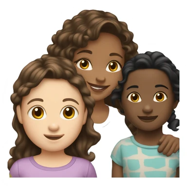 smiling fair skinned girl with medium straight brown hair holding a fair skinned toddler with curly black hair sticker