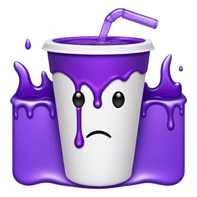 sytrofoam cup with a thick purple liquid dripping sticker