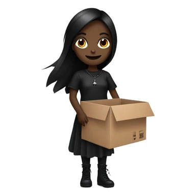 Brown goth girl packing box sticker