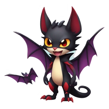  Anthro Kawaii Edgy Cool Vampiric Demonic Beautiful Noivern-Litten with big Bat Ears full body sticker