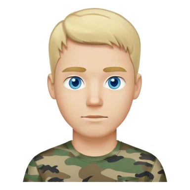 Blonde hair blue eyed white guy in casual camouflage T shirt  sticker