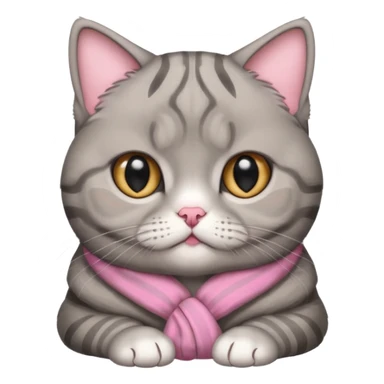A grey striped Scotch fold with folded ears, a cute cat sticker