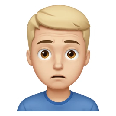 make an emoji of a (young person it has to be like very very confused, disgusted, make the eyebrows very expressive, make the face like he was asking a quiesfion and not getting the answer he wants, male his face TIRED sticker