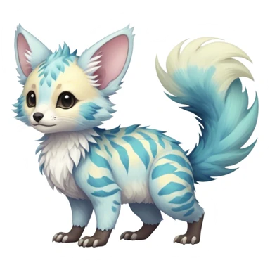 Feral Rare Fantasy pastel tropical Vernid-Trico-species by LiLaiRa, random markings, tufted tail, tufted ears, full body sticker
