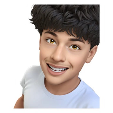 smiling boy in white shirt sticker