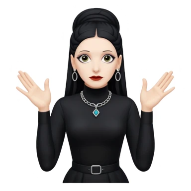 Lene Lovich shown as on the Stateless album cover with a typical symmetrical hand pose sticker