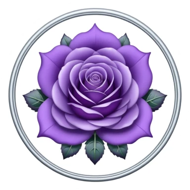Purple shadow rose silver circle plaque sticker