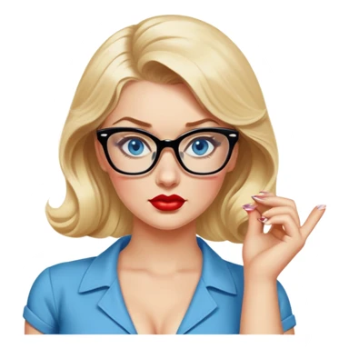 Blonde hair, blue eyed, wearing glasses 50's style pinup looking hot and bothered  sticker