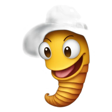bust of an earth worm wearing a cowboy hat sticker