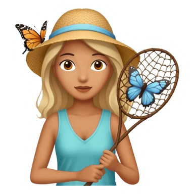 woman holding butterfly net sticker