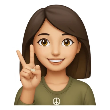 smiling girl with peace sign\ sticker