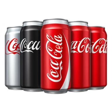 5 different cans of coke placed in line sticker