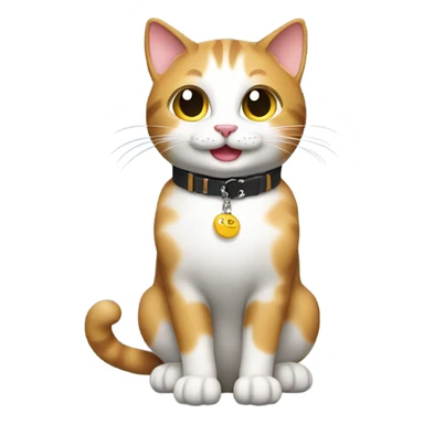 Happy cat, full body cat, cat collar, half side perspective sticker