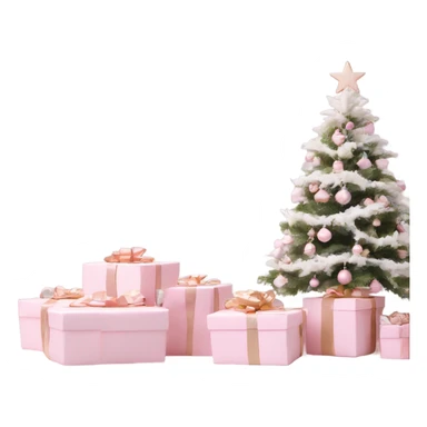 Light pink Christmas gifts under a white Christmas tree  sticker