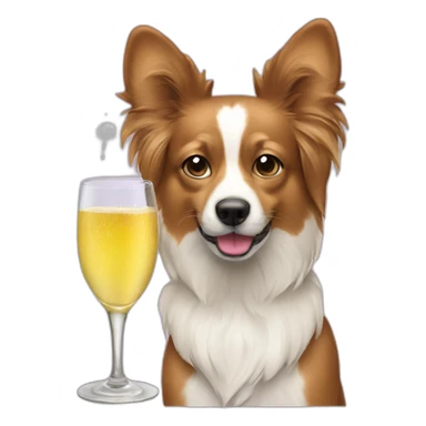 papilion dog drinking champain sticker