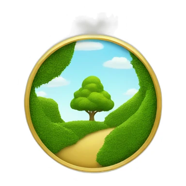 a golden circle with shrubbery inside of it sticker