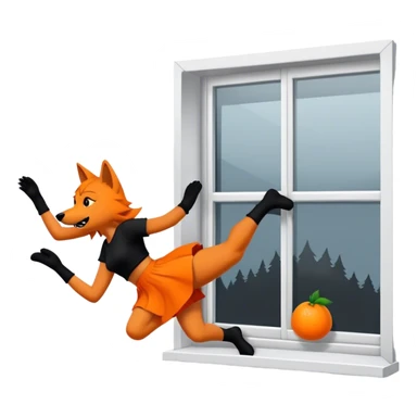 Orange and black wolf kicking a  little girl out the window  sticker