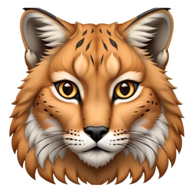 Cinematic-Noble realistic-Lynx-Portrait-Emoji – Poised and regal, with a strong, agile build and a strikingly patterned fur of warm tawny fur accented by bold black ear tufts, deep-set, intelligent amber eyes, simplified yet sharp and sophisticated. zoomed out to show shoulders sticker