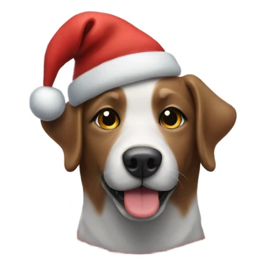 moonlit dog with christmas hat sticker