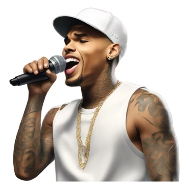 Hyper Realistic Chris Brown on stage singing  sticker