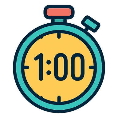 stopwatch featuring a bold 1:00 in the middle, minimal style, easy to read sticker